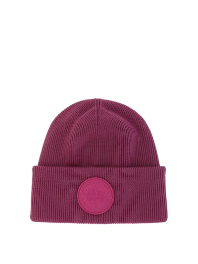 Canada Goose Logo-patch Ribbed-knit Beanie In Fuchsia