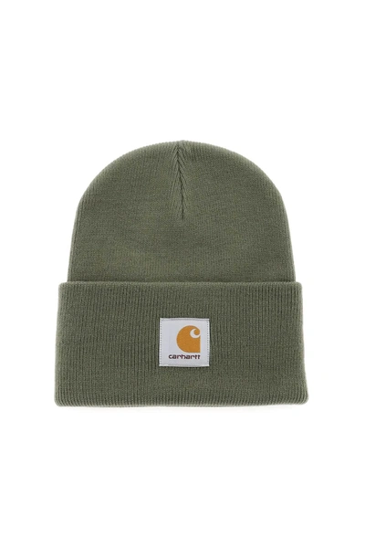 Carhartt Wip Beanie Hat With Logo Patch In Capulet (green)