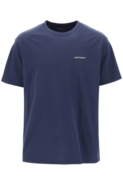 Carhartt Logo Embroidery T-shirt In Blue