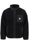 Carhartt Logo-patch Faux-shearling Jacket In Black