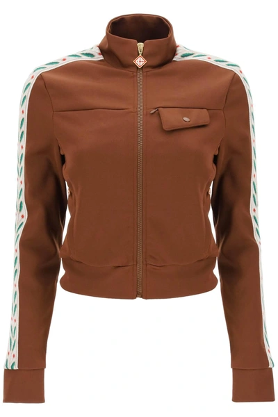 Casablanca Laurel Zip-up Sweatshirt In Brown