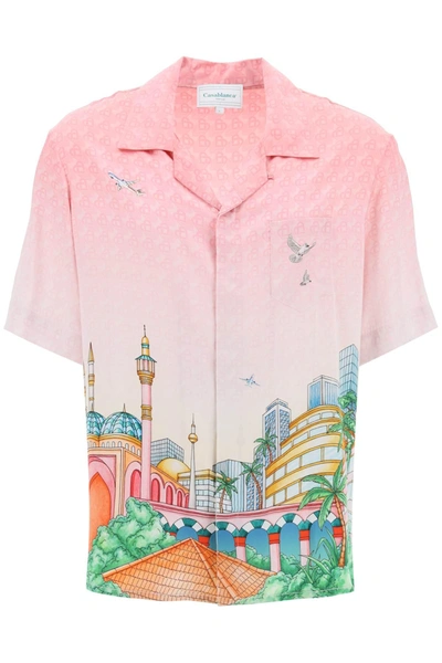 Lanvin Pink Morning City View-print Silk Shirt In Multicolor