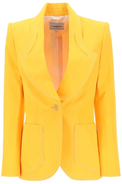 Casablanca Single-breasted Blazer In Yellow