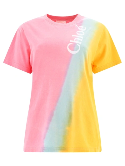 Chloé Printed T-shirt Pink Size S 100% Cotton In Multi