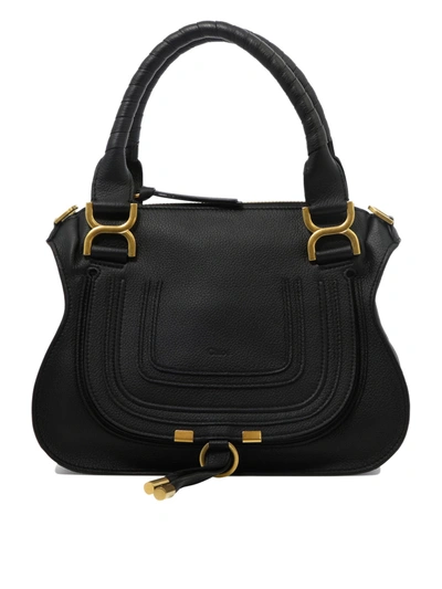 Chloé Marcie Medium Leather Handbag With Removable Shoulder Strap In Black
