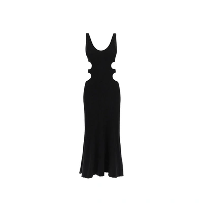 Chloé Women Black Linen Blend Silk Long Dress