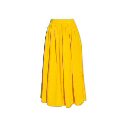 Chloé Linen Midi Skirt In Yellow