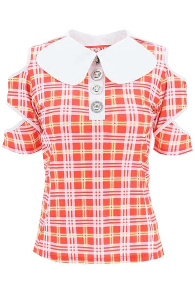 Chopova Lowena Red Rattler Tartan Polo In Mixed Colours