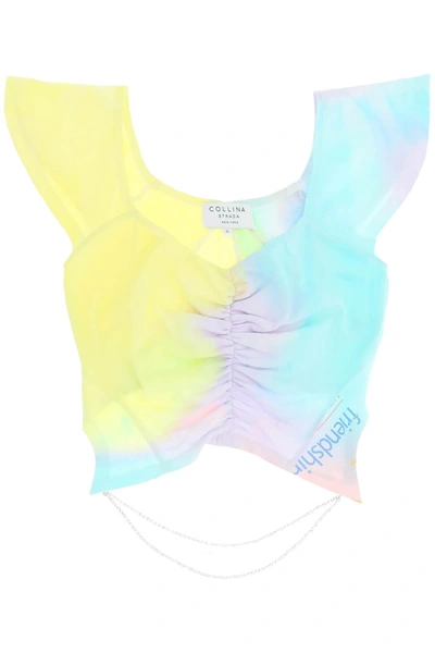 COLLINA STRADA COLLINA STRADA 'REGINA' TIE DYE TOP WITH RHINESTONE CHAIN