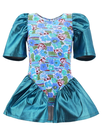 Collina Strada 'blossom' Bodysuit Mini Dress In Light Blue