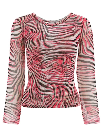 Collina Strada Cardio Animal Print Crewneck Top Female Pink In Fuchsia