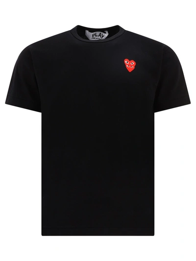 Comme Des Garçons Play Double Heart T Shirt In Black