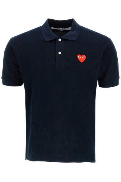 Comme Des Garçons Play Comme Des Garcons Play Heart Polo Shirt In Black