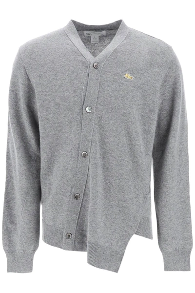 Comme Des Garçons Shirt Comme Des Garcons Shirt Lacoste Asymmetric Wool Cardigan In Grey