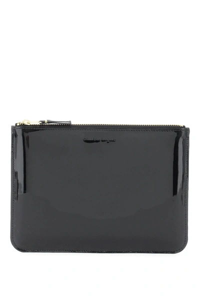 Comme Des Garçons Glossy Leather Pouc In Black