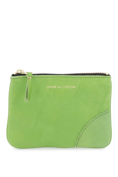 Comme Des Garçons Leather Coin Purse In Green