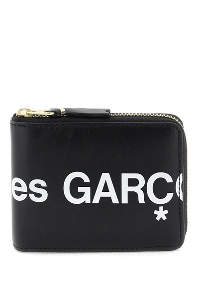 Comme Des Garçons Comme Des Garcons Wallet Zip Around With Maxi Logo In Black