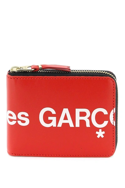 Comme Des Garçons Comme Des Garcons Wallet Zip Around With Maxi Logo In Brown