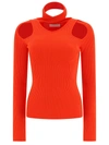 Coperni Red Top With Unique Cut-out Design And Ribbed Texture