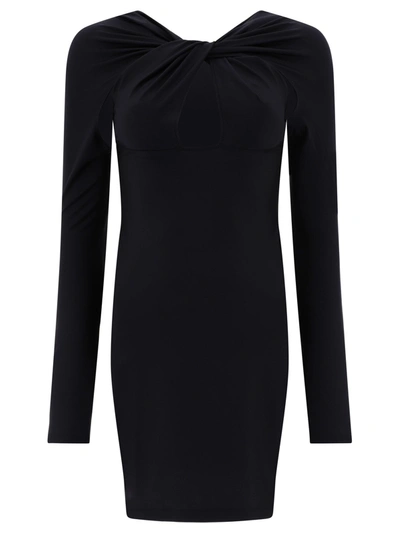 Coperni Twisted Cutout Stretch-satin Mini Dress In Black