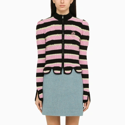 Cormio Divna Embroidered Wool Blend Jumper In Pink & Purple