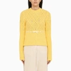 Cormio Crew-neck Wool Blend Sweater With Floral Embroideries In Yellow