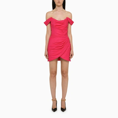 Costarellos Leanna Fuchsia Short Dress In White