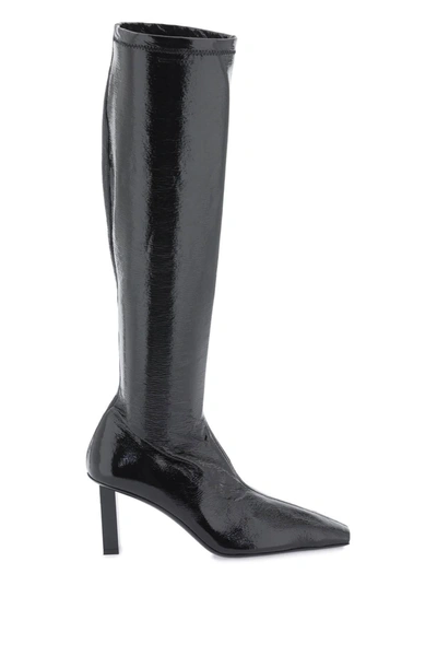 Courrèges Faux Patent Leather Boots In Black