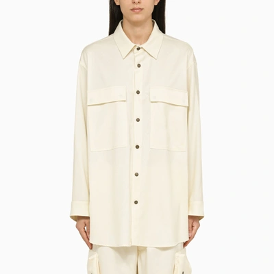 Darkpark Julie Oversized Wool Snap-front Shirt In White