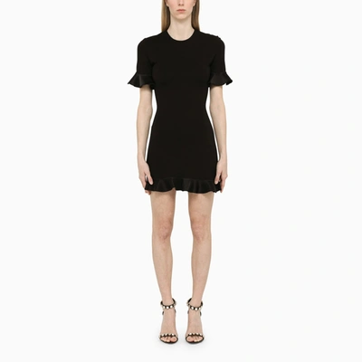 David Koma Cutout Back Ruffle Trim Mini Dress In Black