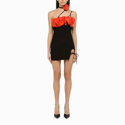 David Koma Black Mini Dress With Flowers