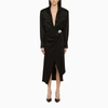 David Koma Black Satin Midi Chemisier