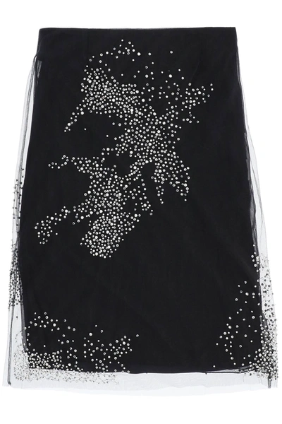 Des Phemmes Diamanté Tulle Skirt In Black