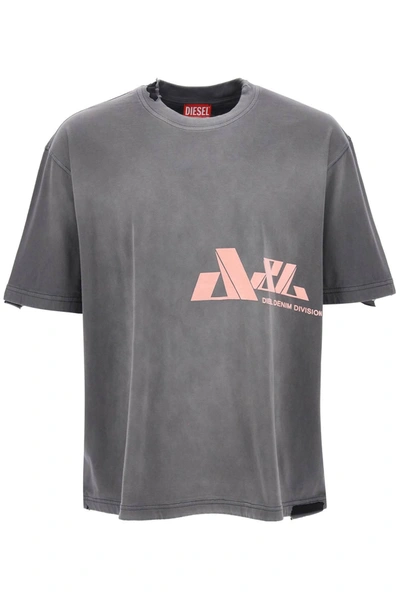 Diesel Cotton Crew-neck T-shirt In Gray