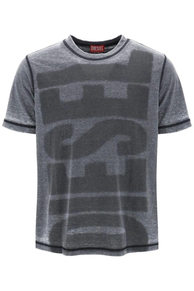 Diesel T-shirt Con Logo Burn-out In Multicolor