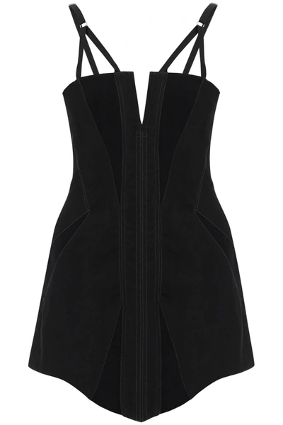 Dion Lee Asymmetric Sweetheart-neck Mini Dress In Black