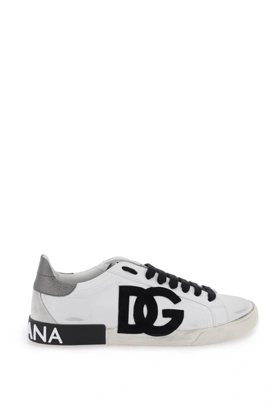 Dolce & Gabbana Leather Low-top Sneakers In White
