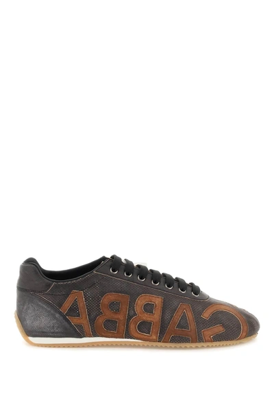 Dolce & Gabbana Men's Perforated Leather Sneakers From Re-edition Collection In Brown