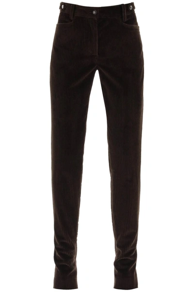 Dolce & Gabbana Bell-bottom Corduroy Trousers In Brown