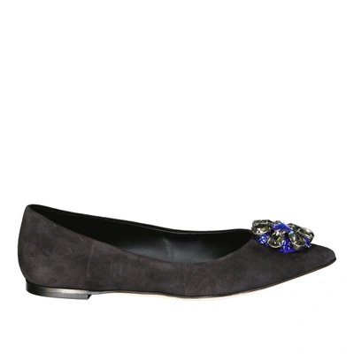 Dolce & Gabbana Bellucci Suede Flats In Blue