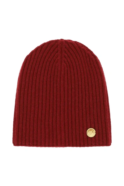 Dolce & Gabbana Ribbed Cashmere Beanie Hat In Red Cashmere