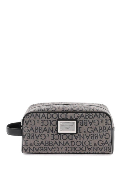 Dolce & Gabbana Coated Jacquard Vanity Case Men In Multicolor