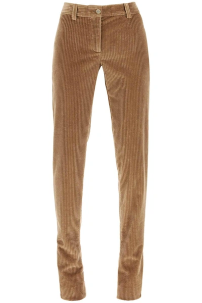 Dolce & Gabbana Corduroy Trumpet Trousers In Beige