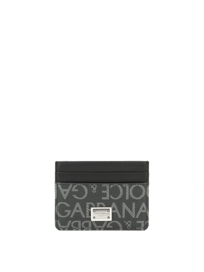 Dolce & Gabbana "dauphine Jacquard" Card Holder In Black