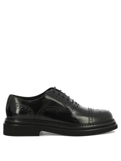 Dolce & Gabbana Leather Lace-up Derby Shoes In Black