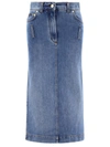 Dolce & Gabbana Logo-plaque Midi Denim Skirt