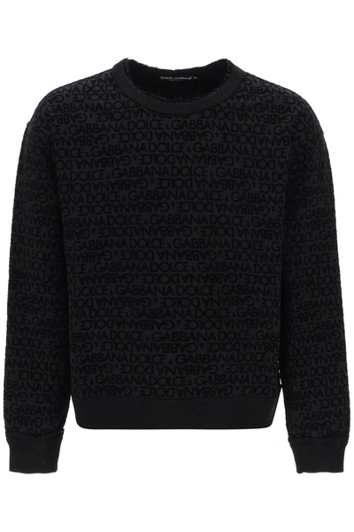 Dolce & Gabbana Sweatshirt With All-over Monogram In Black