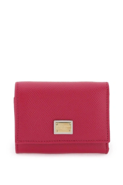 Dolce & Gabbana Leather Flap Wallet In Pink