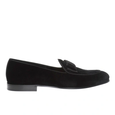 Dolce & Gabbana Gg Velvet Loafers In Black