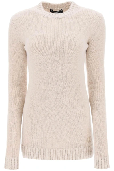 Dolce & Gabbana Knitted Mini Dress In Beige